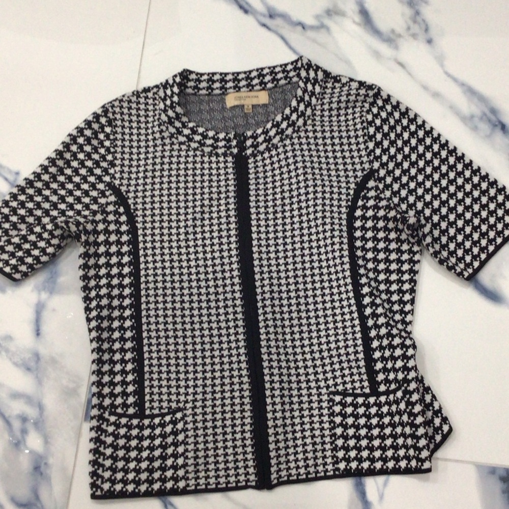 Jones New York Black and White Houndstooth Sweater